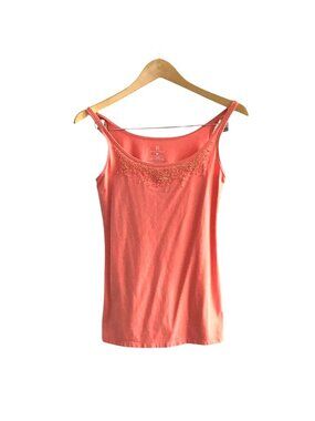 NEW YORK & CO.-WOMEN'S CORAL EMBELLISHED RHINESTONES BIB TANK TOP SIZE SMALL